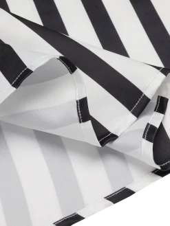 Discount Retro Stage 1950s Stripes Suspender Skirt Black & White