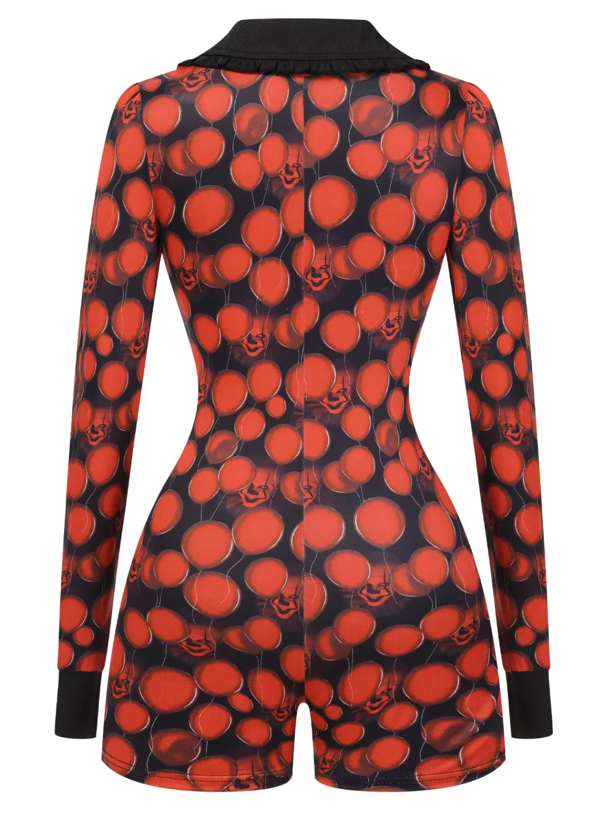 Outlet Retro Stage Black And 1970s Balloon Ghost Face Romper Red