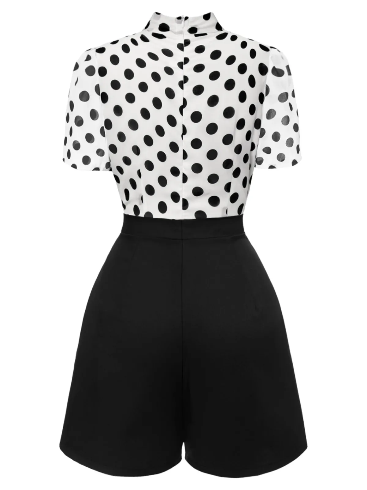 Discount Retro Stage And White 1950s Polka Dot Collared Romper Black