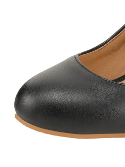 Clearance Retro Stage Bow Mary Jane Chunky Heel Shoes Black
