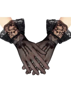 Outlet Retro Stage Black Feather Fascinator Hat With Veil & Necklace & Gloves