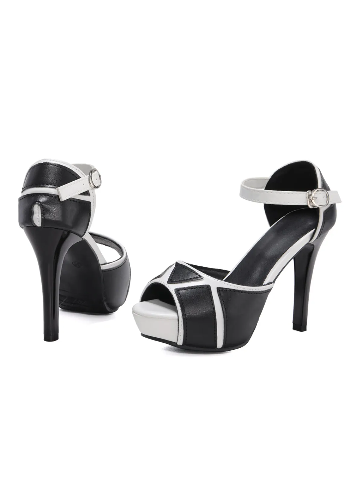 Clearance Retro Stage Fish Mouth Buckle High Heels Shoes Black