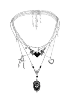 Sale Retro Stage Black Gothic Metallic Halloween Necklace