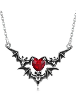 Best Retro Stage Black Halloween Bat Rhinestone Necklace