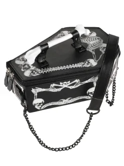 Sale Retro Stage Black Halloween Coffin Chain Bag