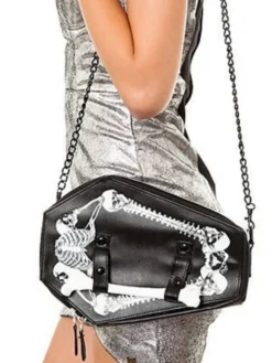Sale Retro Stage Black Halloween Coffin Chain Bag