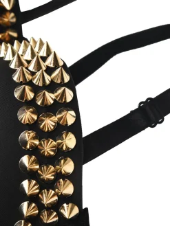 Sale Retro Stage Halloween Punk Rivet Gothic Camisole Black