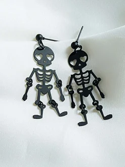 Sale Retro Stage Black Halloween Skeleton Dangle Earrings