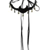 New Retro Stage Black Moon & Stars Flannelette Halloween Necklace
