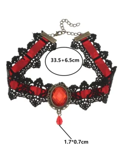Online Retro Stage Black Retro Halloween Lace Necklace