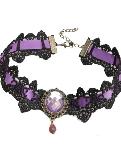 Online Retro Stage Black Retro Halloween Lace Necklace