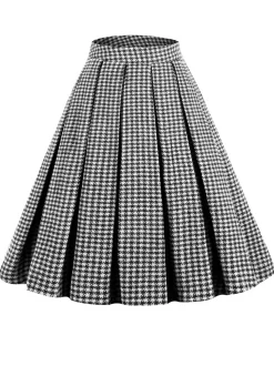 Hot Retro Stage Black Retro Plaid Swing Panel Skirt