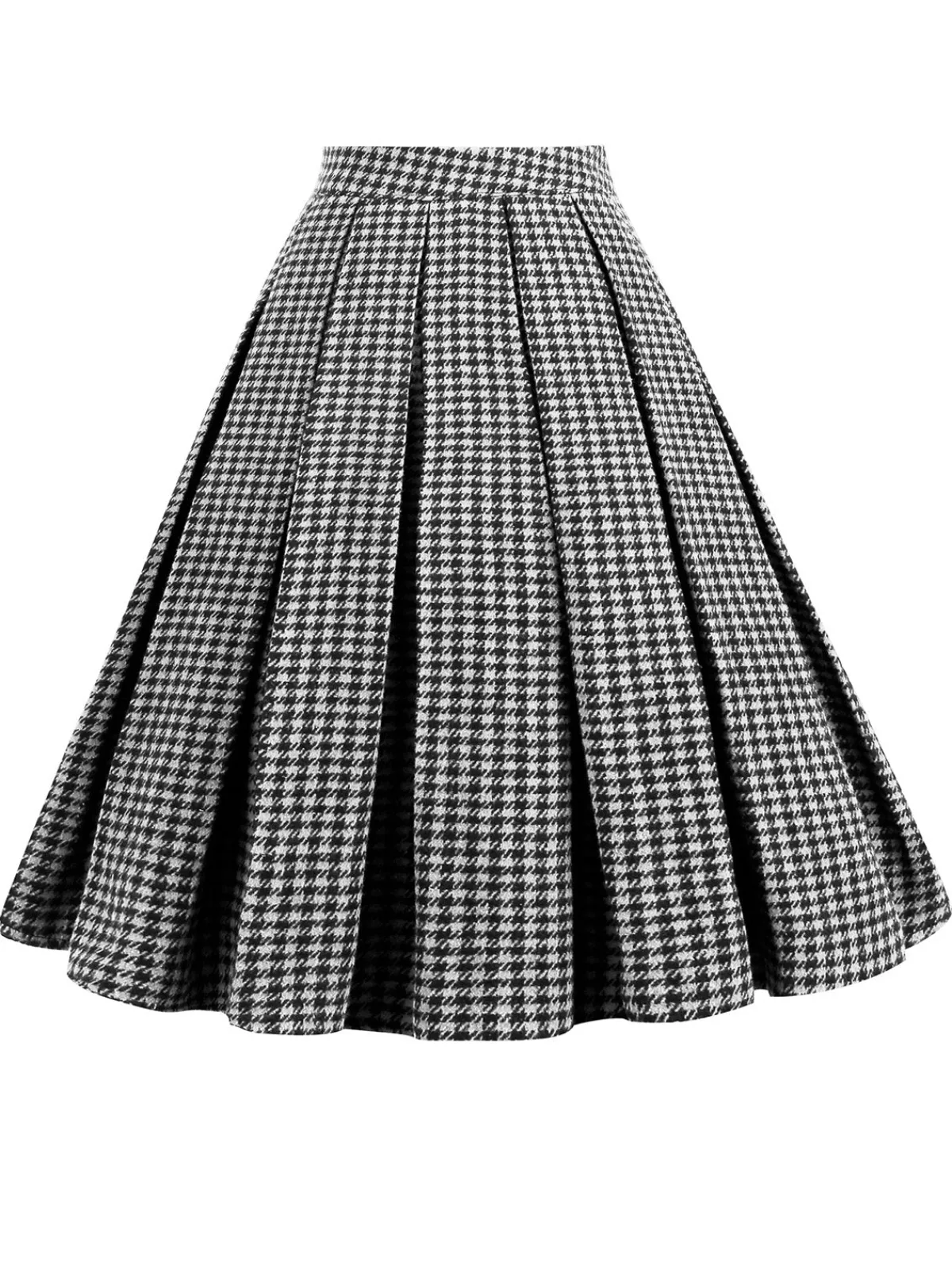 Hot Retro Stage Black Retro Plaid Swing Panel Skirt