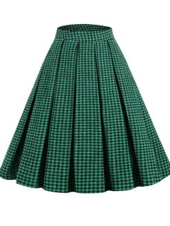 Hot Retro Stage Black Retro Plaid Swing Panel Skirt