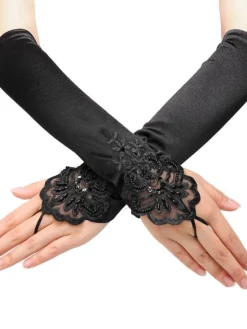 New Retro Stage Black 1920s Fingerless Lace Gloves