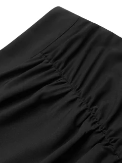 Discount Retro Stage 1930s Asymmetric Pleated Fishtail Skirt Black