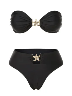 Outlet Retro Stage 1950s Bandeau Starfish Bikini Set Black