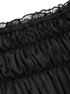 Online Retro Stage 1940s Bowknot Mesh Bandeau Swimsuit Black