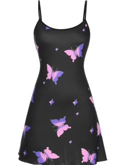 Best Retro Stage 1950s Butterfly Suspender Sleepwear Black
