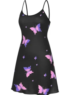 Best Retro Stage 1950s Butterfly Suspender Sleepwear Black