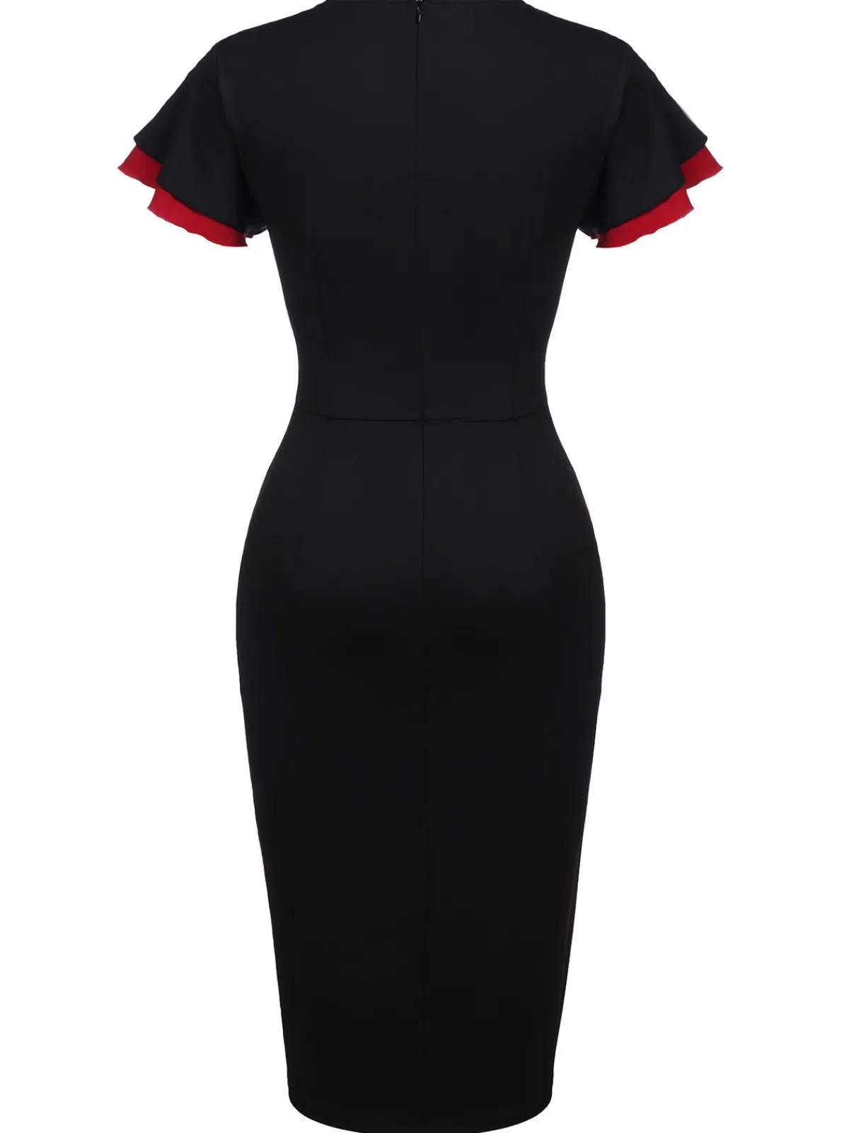 Outlet Retro Stage 1960s Button Slit Bodycon Dress Black