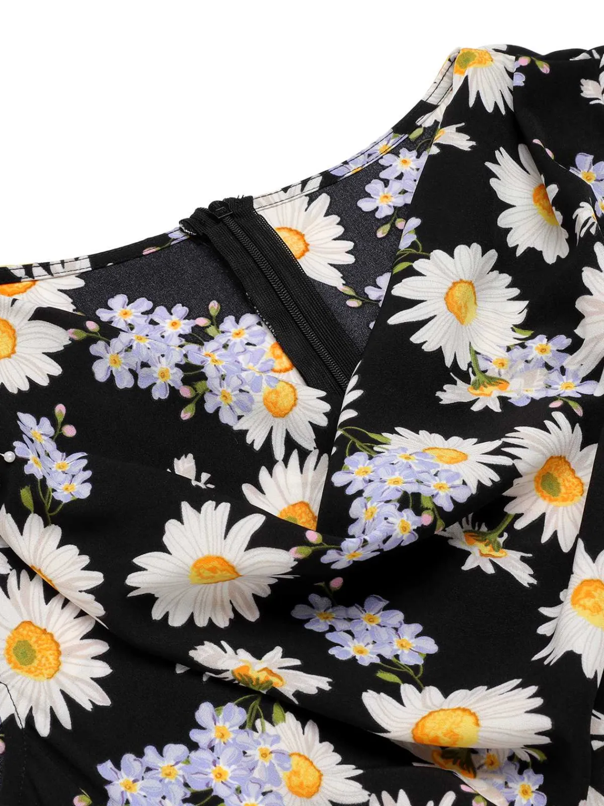Clearance Retro Stage 1940s Cap Sleeve Daisy Dress Black
