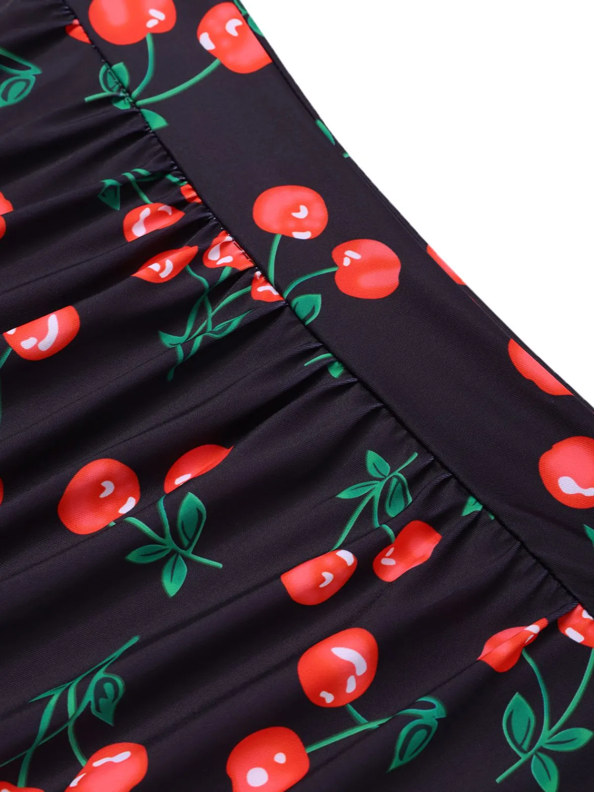 Online Retro Stage 1940s Cherry Halter One-Piece Swimsuit Black