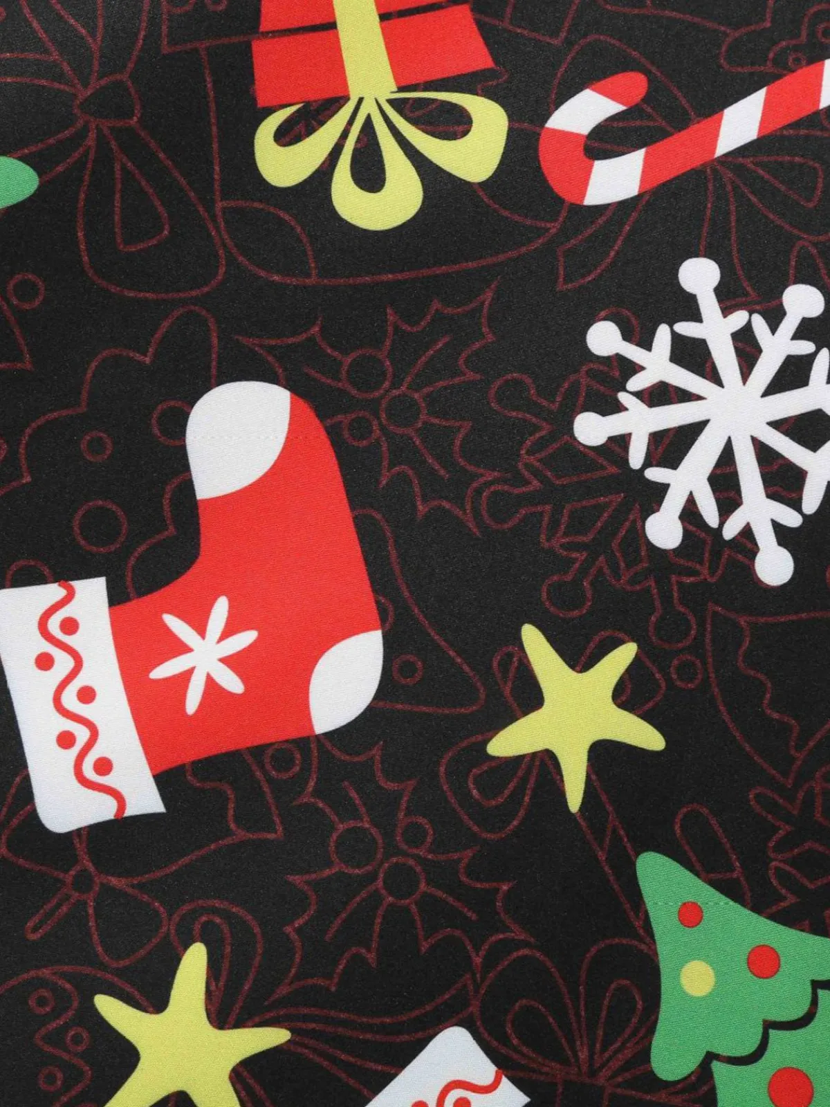 Clearance Retro Stage 1950s Christmas Gift Tree Belted Dress Black