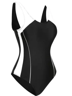 New Retro Stage 1940s Contrast One-Piece Swimsuit Black