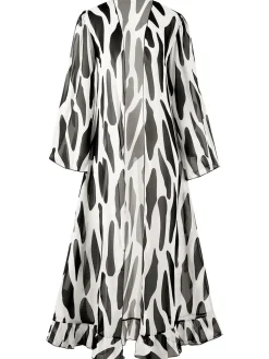 Hot Retro Stage 1950s Contrast Spots Long Cover Up Black