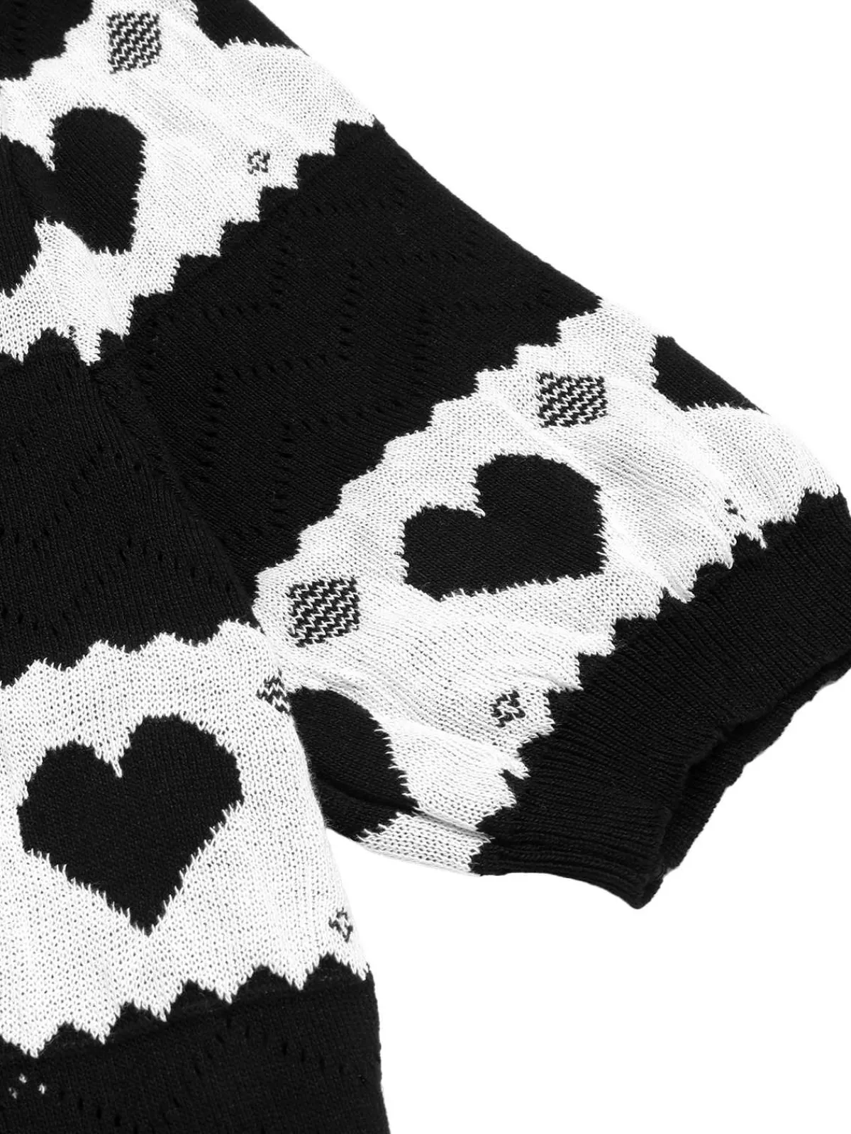 Sale Retro Stage Black 1960s Contrasting Heart Knitting Dress