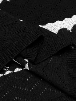 Sale Retro Stage Black 1960s Contrasting Heart Knitting Dress
