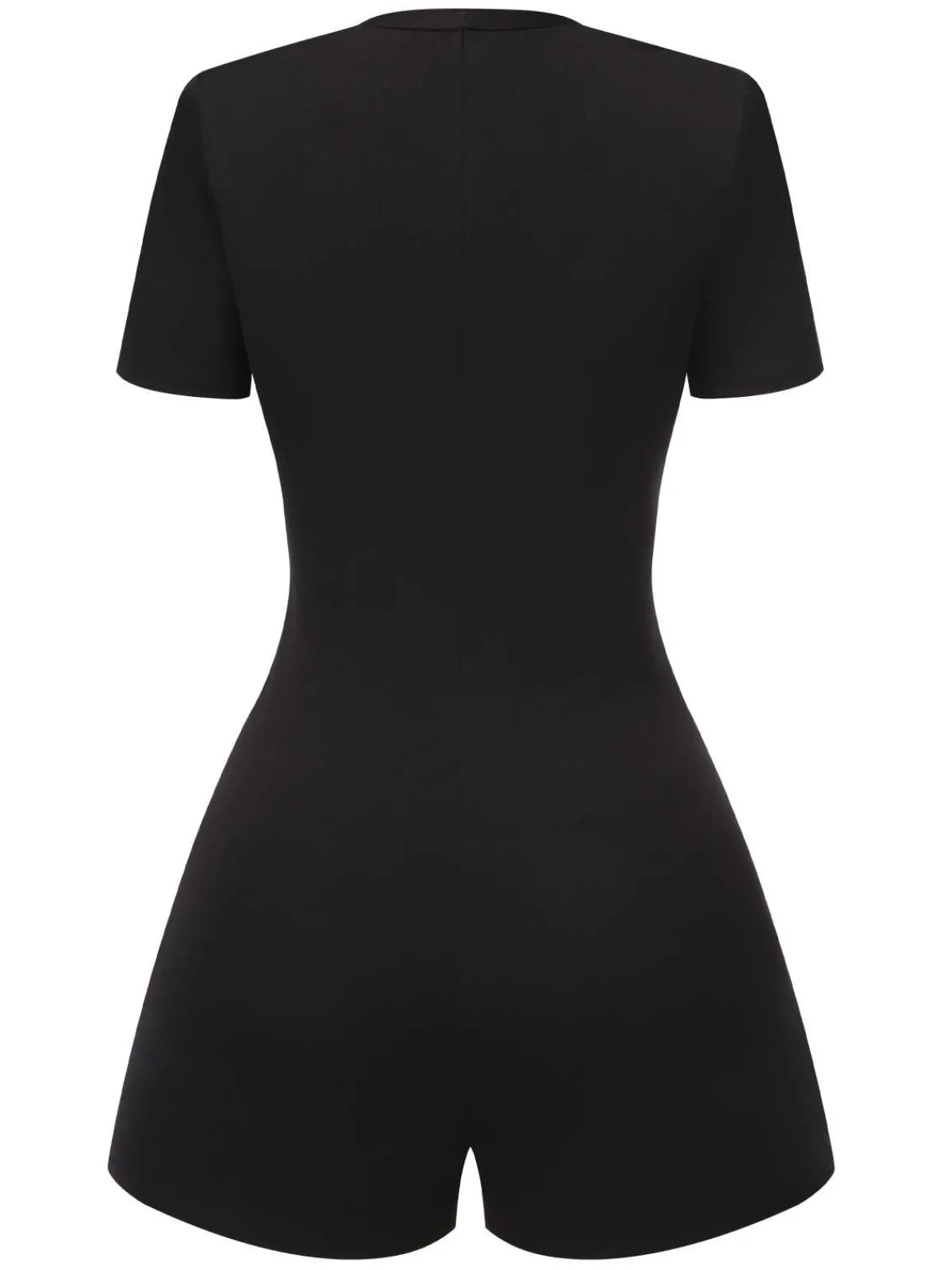 Fashion Retro Stage 1950s Cut-Out Buttoned Solid Romper Black