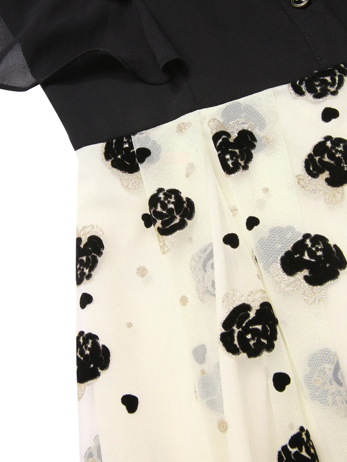 Sale Retro Stage 1950s 3D Floral Ruffle A-line Dress Black