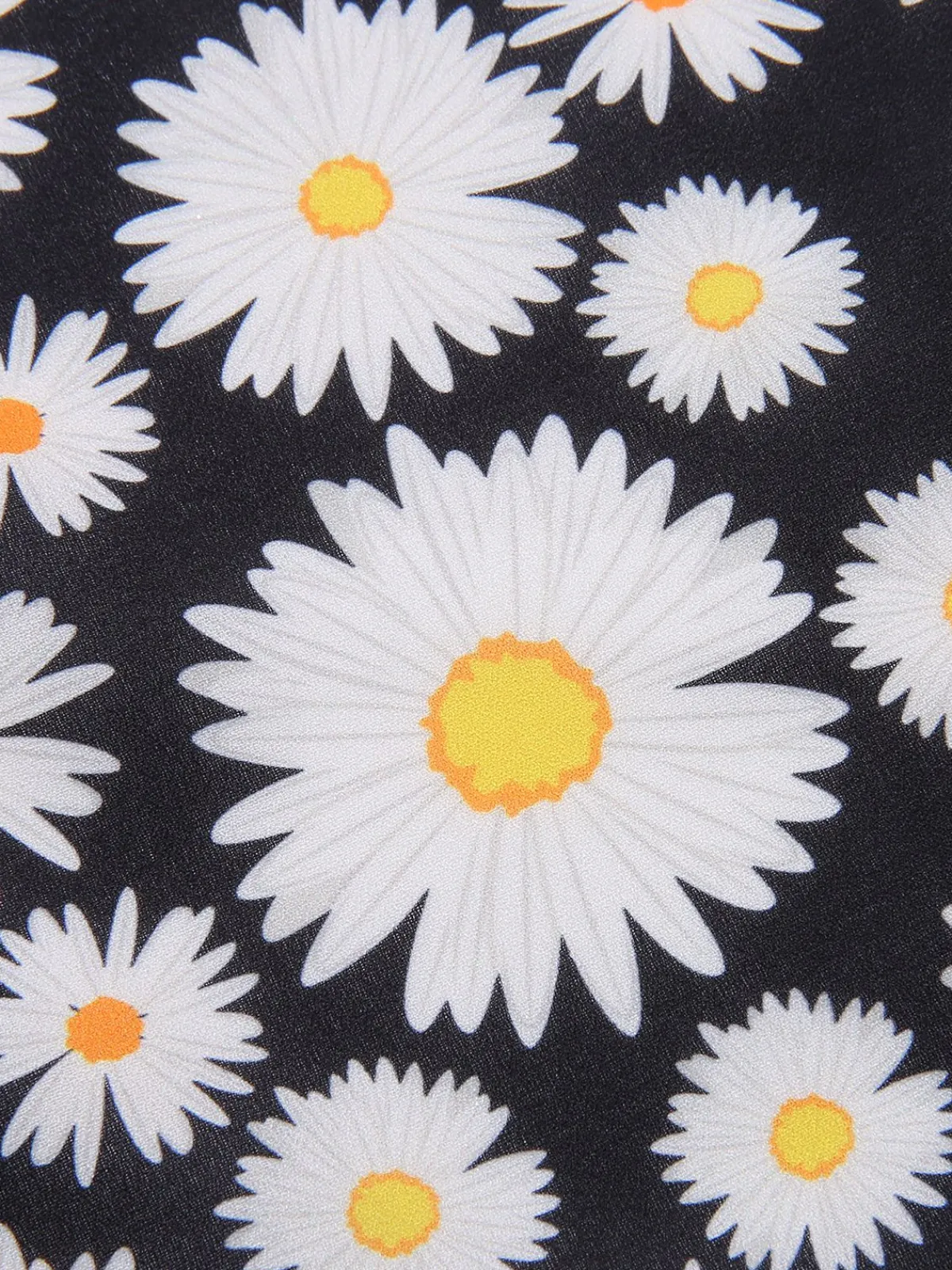 Best Retro Stage 1960s Daisy Spaghetti Strap Dress Black