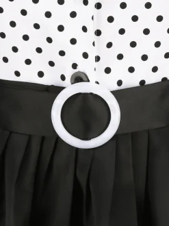 Best Retro Stage 1950s Dots Patchwork Dress Black