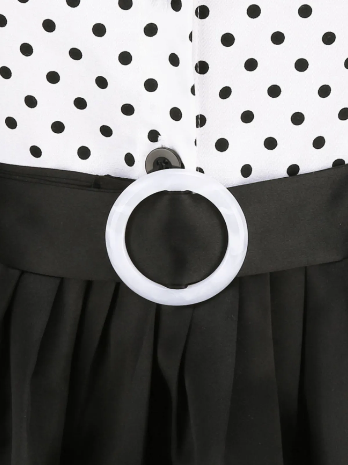 Best Retro Stage 1950s Dots Patchwork Dress Black