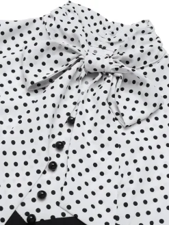 Outlet Retro Stage Black 1930s Dots Tie Neck Mermaid Dress