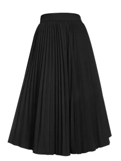 Hot Retro Stage 1950s Elegant Pleated Skirt Black