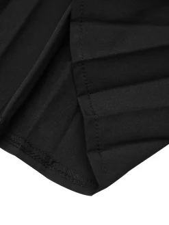 Hot Retro Stage 1950s Elegant Pleated Skirt Black