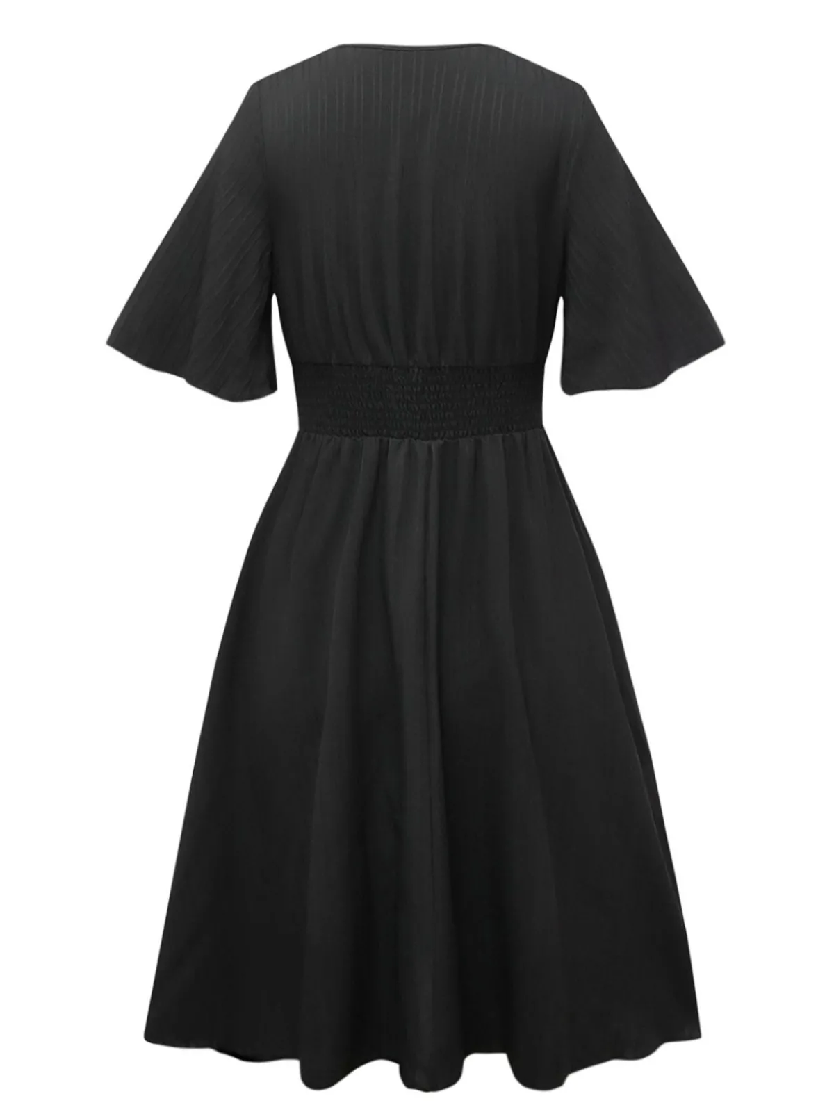 New Retro Stage 1940s Embroidery Boho V-Neck Dress Black
