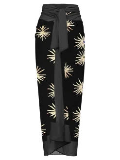 Fashion Retro Stage 1960s Firework Gilded One-Piece Swimsuit & Cover-Up Black