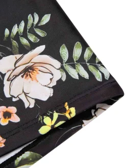 Hot Retro Stage Black 1940s Floral Boxer Straps Swimsuit