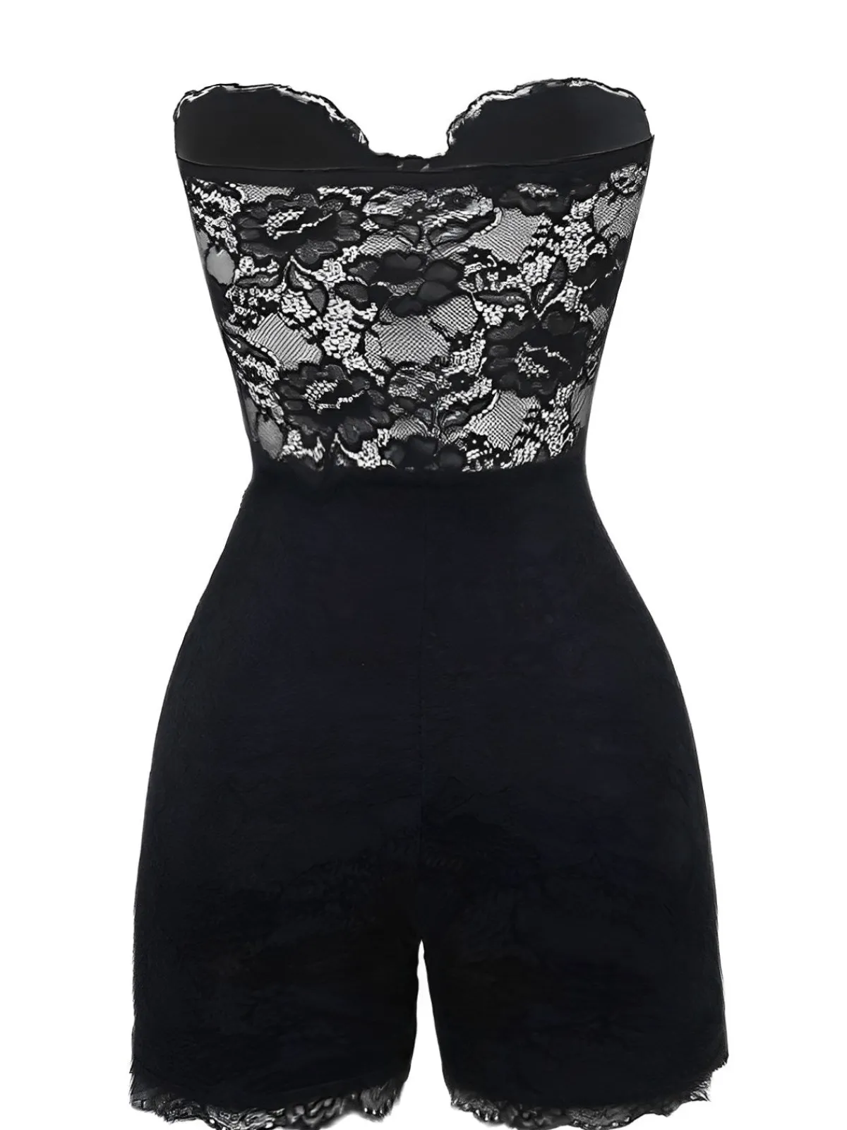 Clearance Retro Stage 1960s Floral Lace Bandeau Romper Black