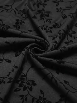 Outlet Retro Stage 1930s Floral Mesh Mermaid Skirt Black