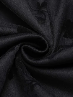 Fashion Retro Stage 1950s Floral Mesh Patchwork Dress Black
