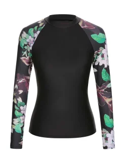 Online Retro Stage 1960s Floral Swimsuit Set Black
