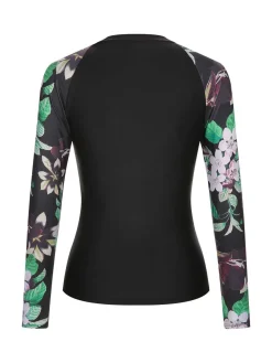 Online Retro Stage 1960s Floral Swimsuit Set Black