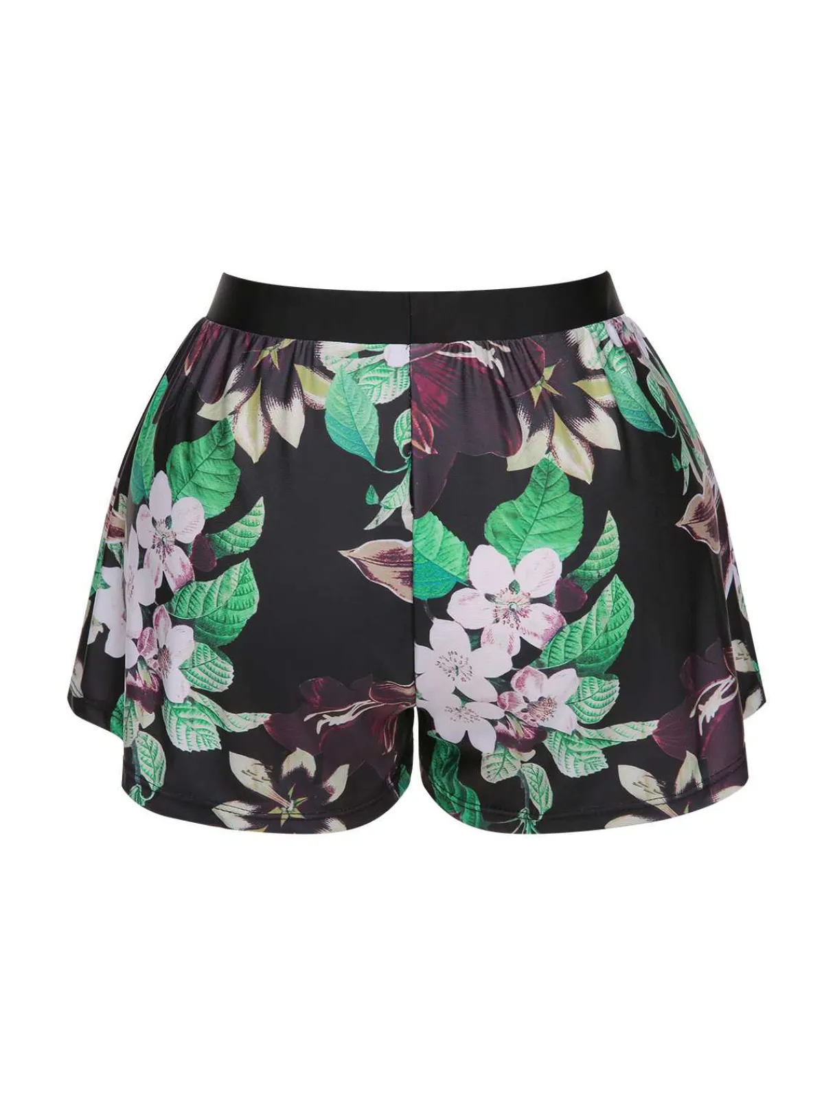 Online Retro Stage 1960s Floral Swimsuit Set Black