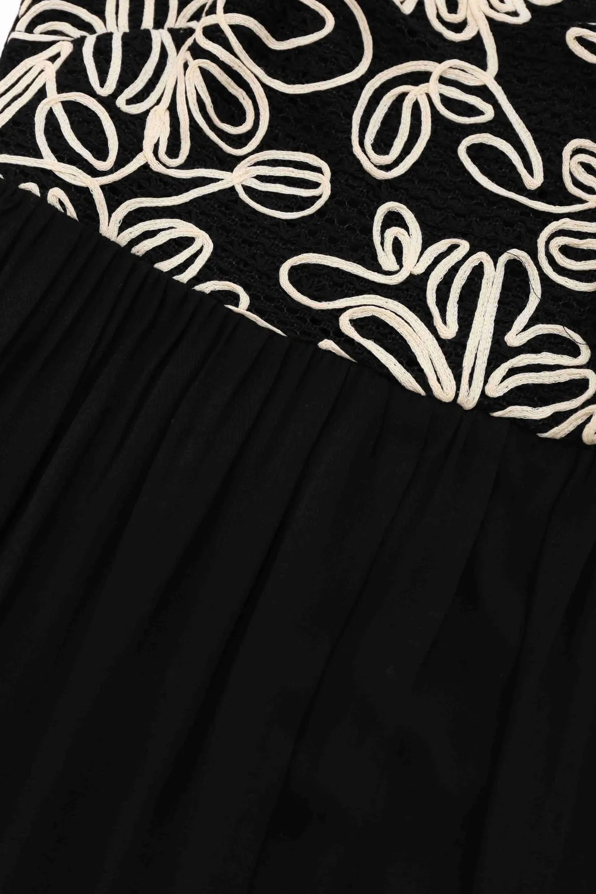 Clearance Retro Stage 1950s Floral Textured Spaghetti Straps Dress Black